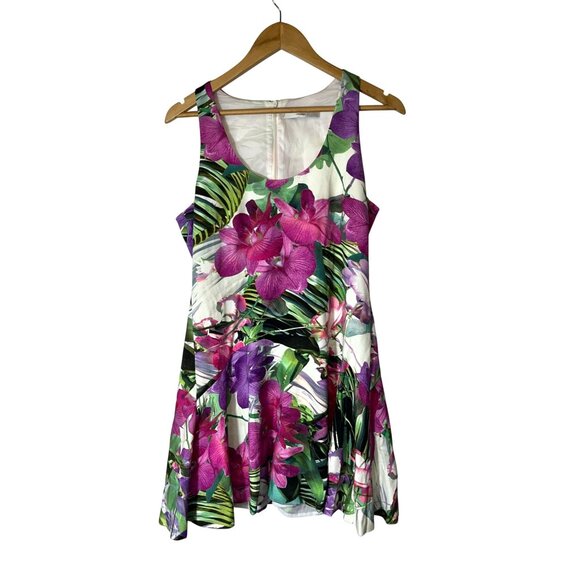 Trina Turk Floral Sleeveless Tropical Print Mini Dress Women Size Medium M - Picture 2 of 11